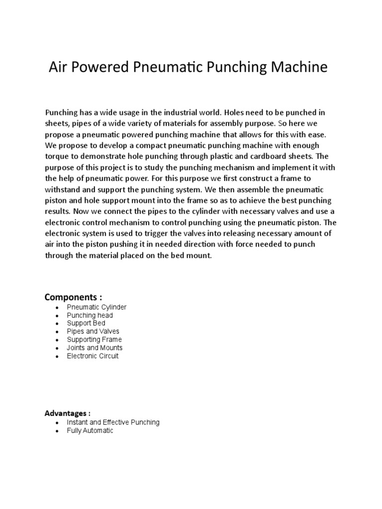 Pneumatic Punching Machine Guide | PDF | Technology & Engineering