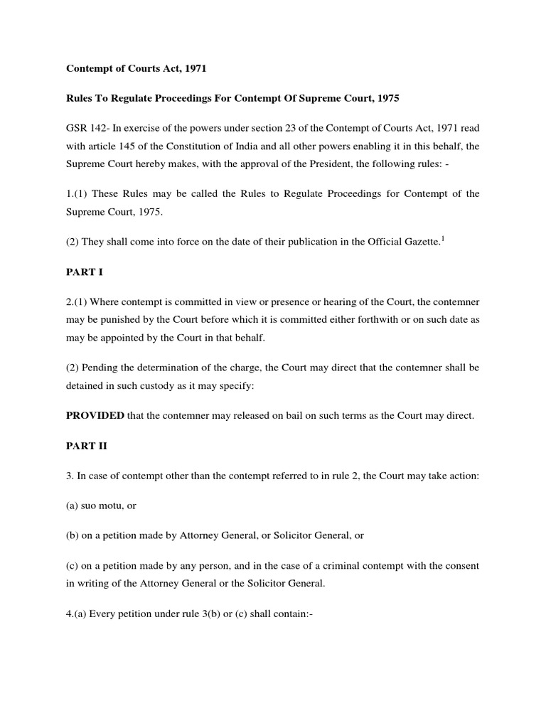 Contempt of Courts Act, 1971 | PDF | Arrest Warrant | Contempt Of Court