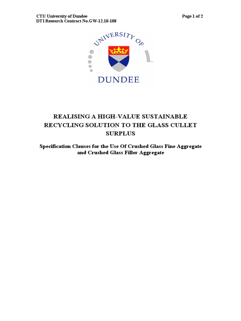 Sustainable Glass Cullet Recycling Guidelines | PDF | Construction ...