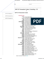 SAP CO Transaction Codes