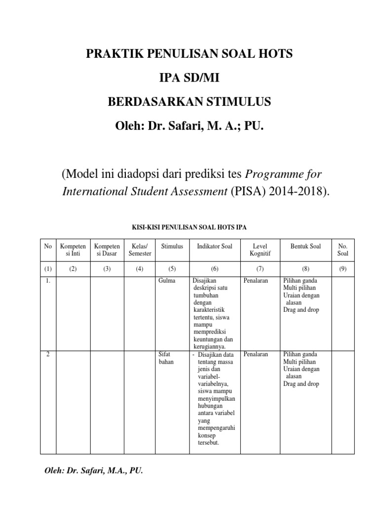 Soal Post Tes Pkp Iklus Air