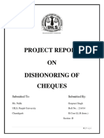 Project Report ON Dishonoring of Cheques: Submitted To Submitted by