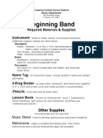 Beginning Band: Required Materials & Supplies Instrument