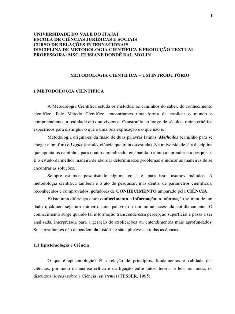 Introdução à Metodologia Científica | PDF | Science | Método científico
