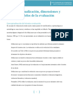 Lectura Conceptualización, dimensiones y modelos de la evaluación