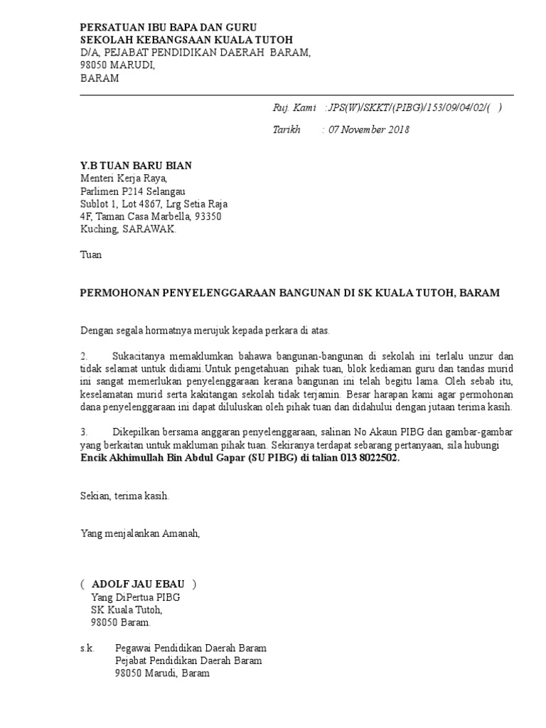 Surat Permohonan Penyelenggaraan 2018 Pdf