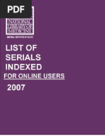 List of Serials Indexed