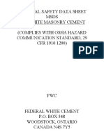 Material Safety Data Sheet Msds For White Masonry Cement (Complies With Osha Hazard Communication Standard, 29 CFR 1910 1200)