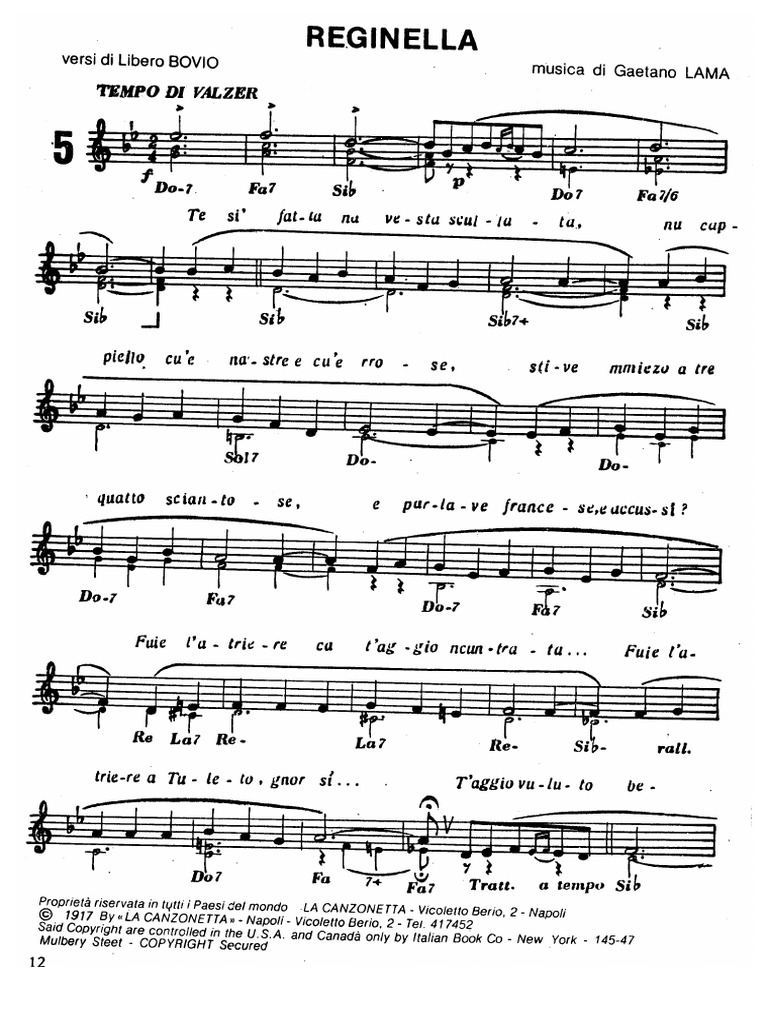 Reginella Canzone Napoletana Spartito Pdf