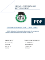 Dr. Ram Manohar Lohia National Law University, Lucknow.: Synopsis For Project On Law of Torts