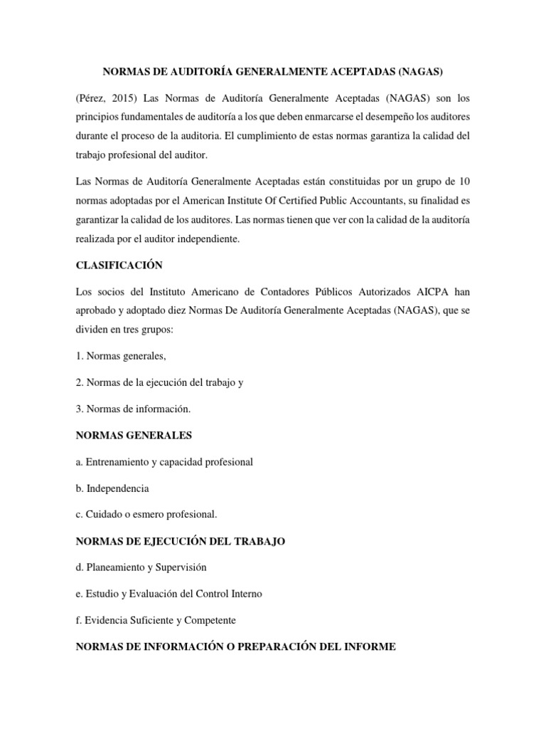 Normas de Auditoría Generalmente Aceptadas | PDF | Contralor | Contabilidad