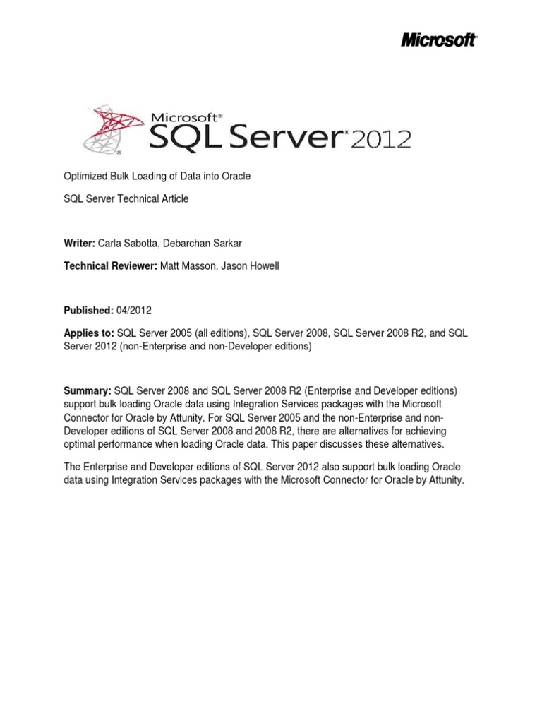 Bulk Insert To Oracle - Final | PDF | Oracle Database | Microsoft Sql ...