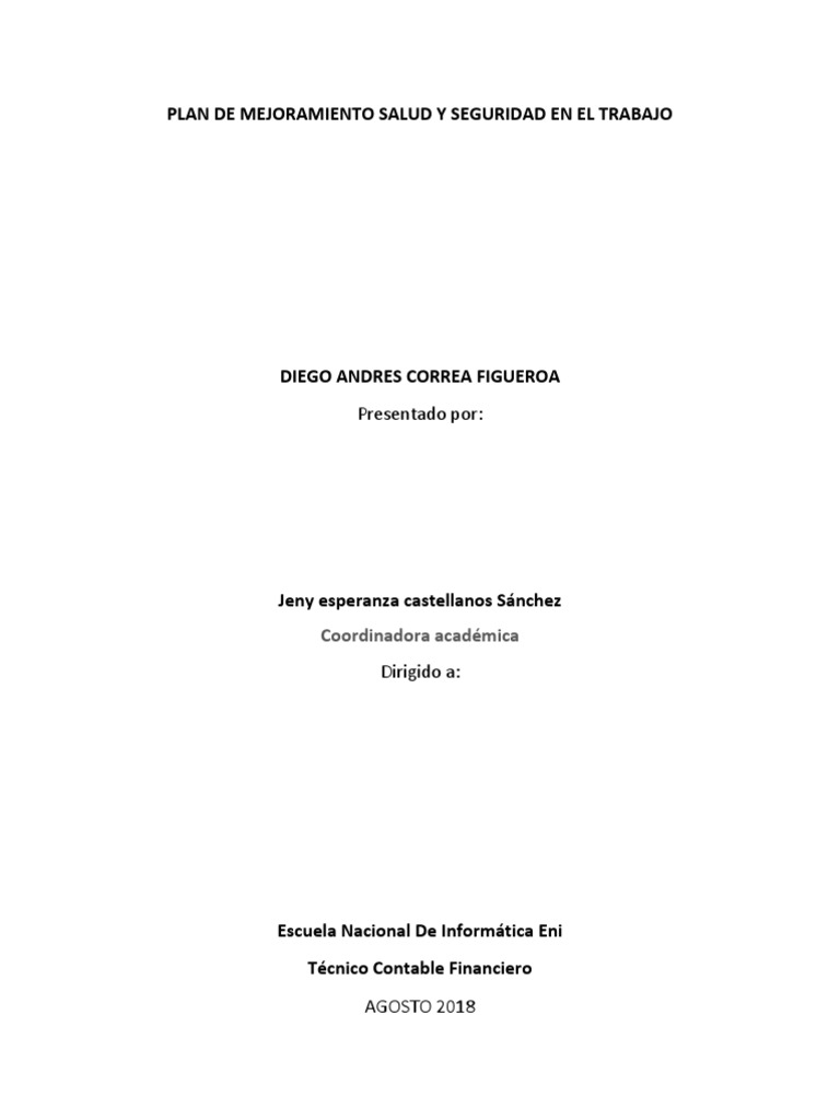 Mejora de Salud y Seguridad Laboral | PDF | Salud y bienestar | Medicina