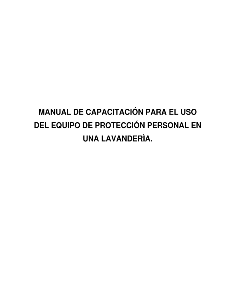 Manual para El Uso Del Equipo de Protección Personal en La Lavandería Splash PDF Naturaleza