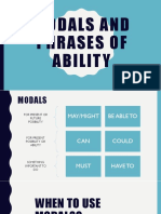 MODALS AND ABILITY: MAY, CAN, MUST, BE ABLE TO
