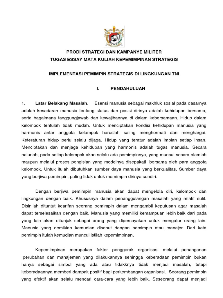 Essay Kepemimpinan Strategis