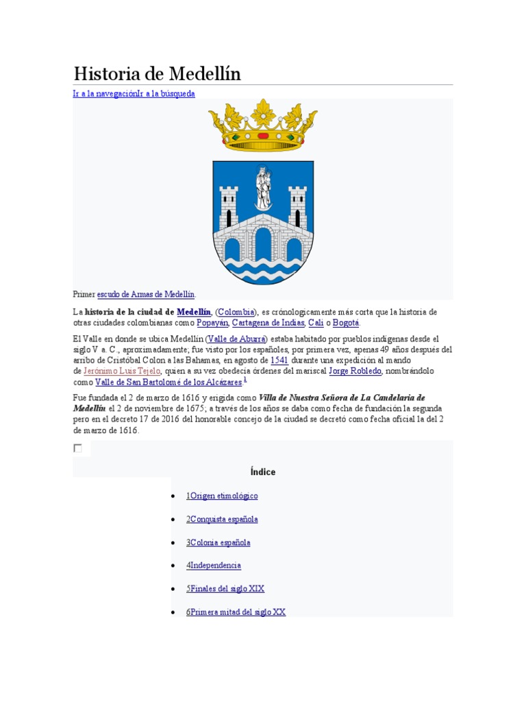 Historia De Medellín Pdf Colombia Ciudad