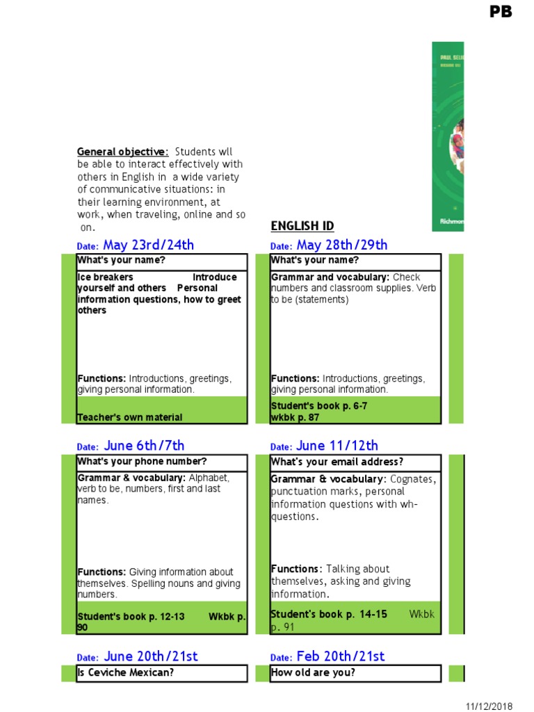 English Course Outline: Levels 1 & 2 | PDF | Grammatical Number ...