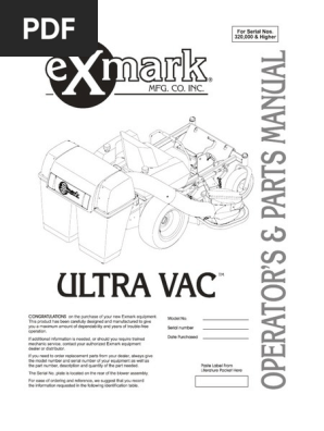 Exmark Ultra Vac Operators & Parts Manual 103-4456 | PDF | Nut