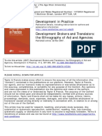 Development in Practice: To Cite This Article: (2007) Development Brokers and Translators: The Ethnography of Aid and