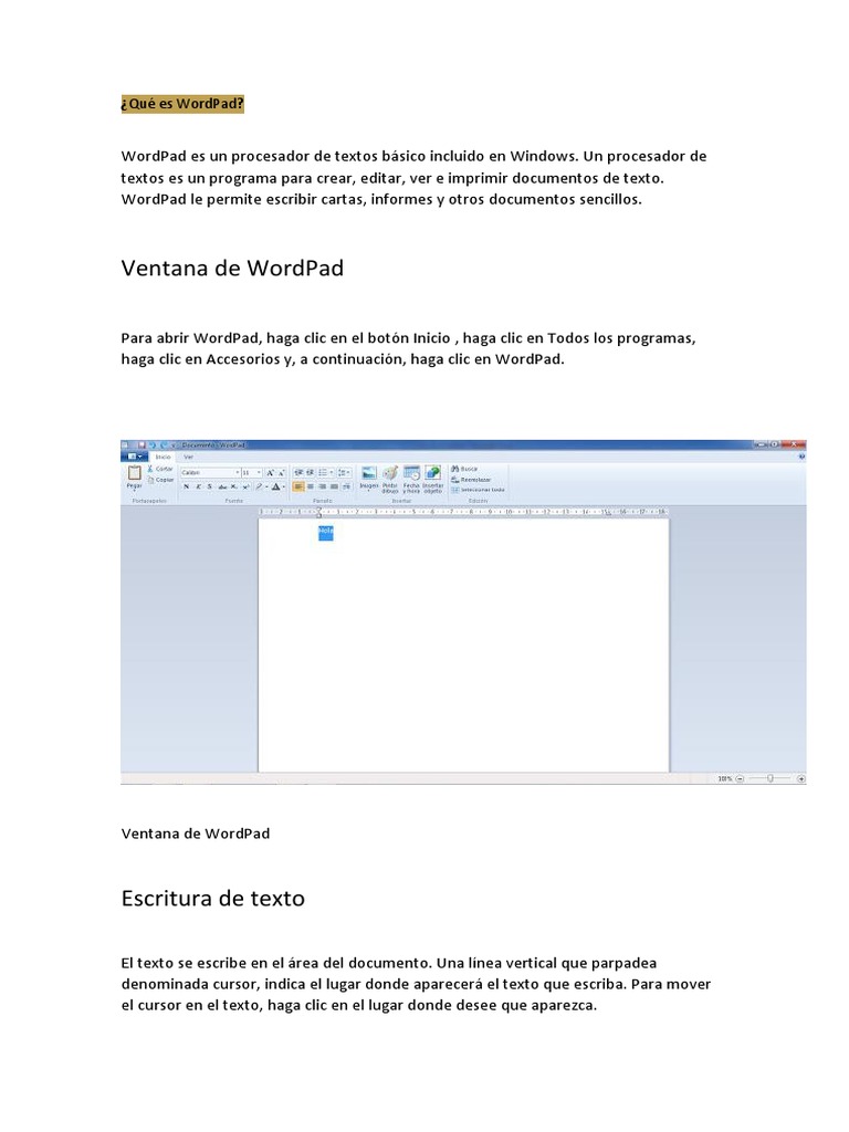 Introducción a WordPad: Funciones y Uso | PDF | Point and Click ...