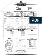 WOD - Kindread of The East - Character Sheet PDF