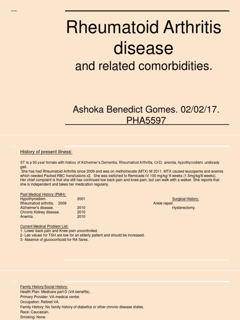 Rheumatoid Arthritis Case Presentation | PDF | Thyroid Stimulating ...