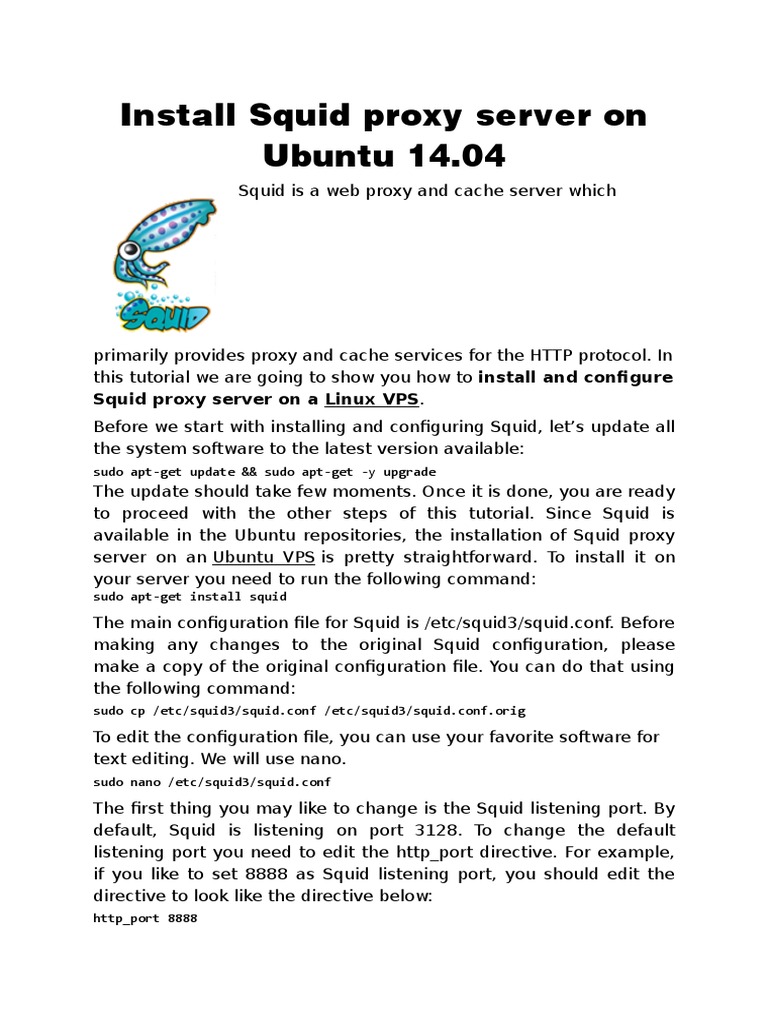 Install Squid Proxy on Ubuntu 14.04 | PDF | Proxy Server | Hypertext ...