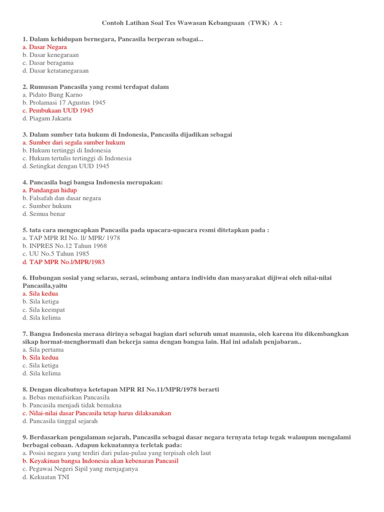 Contoh Soal Twk