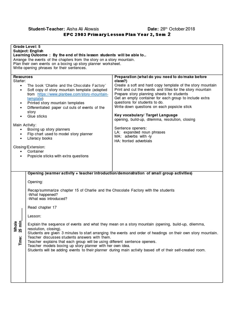 English Lesson Plan 2 W Self Reflection | PDF | Adverb | Adjective
