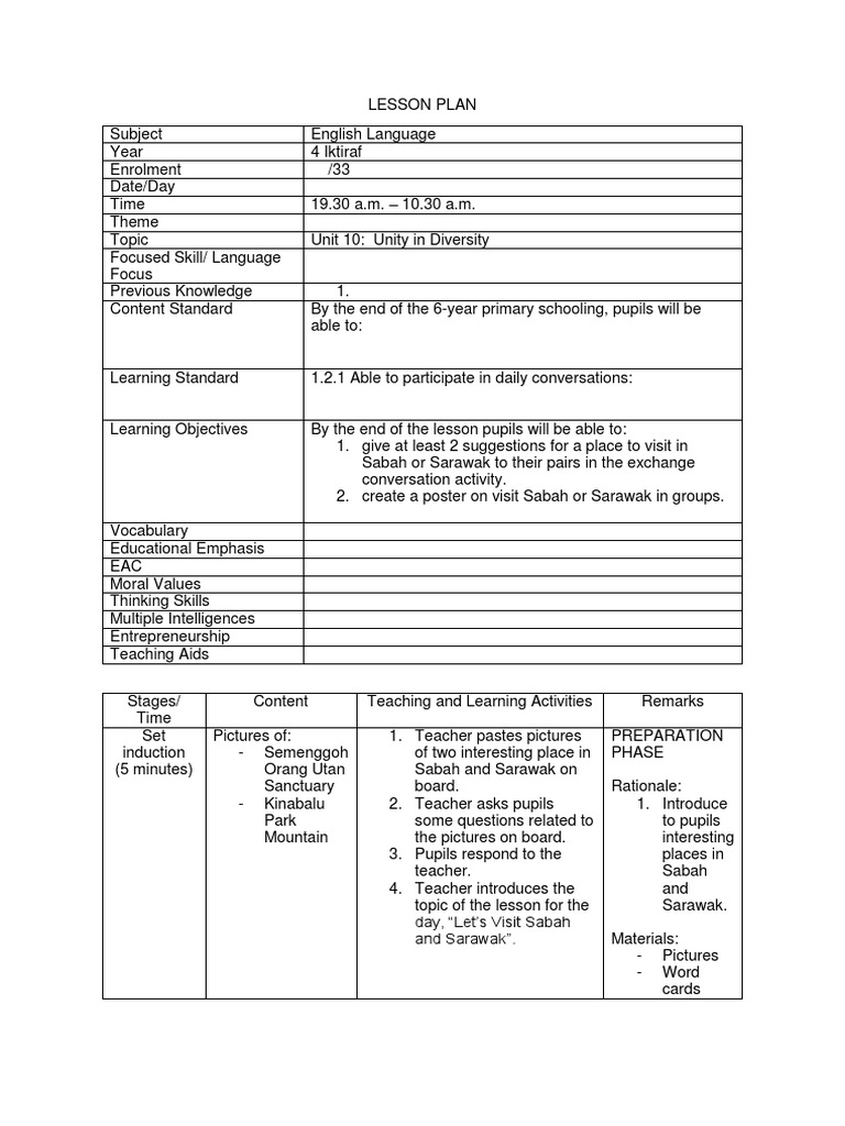 Plan Docx Lesson Template
