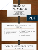 Means of Knowledge in Islamic Perspective