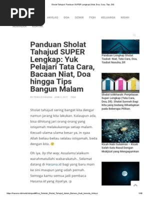 Sholat Tahajud Panduan Super Lengkap Niat Doa Cara
