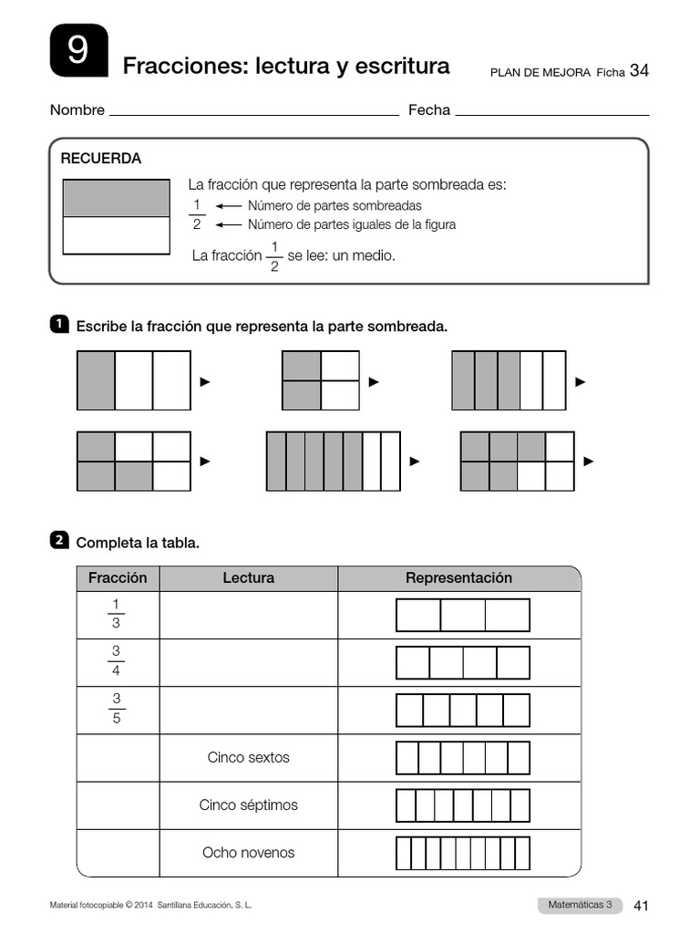 Fracciones - Lectura y Escritura | PDF Fracción (Matemáticas) Notación