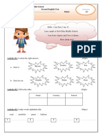 Mohamed El Eid Al-Khalifa Middle School Second English Test Class: 1M Name: Mark