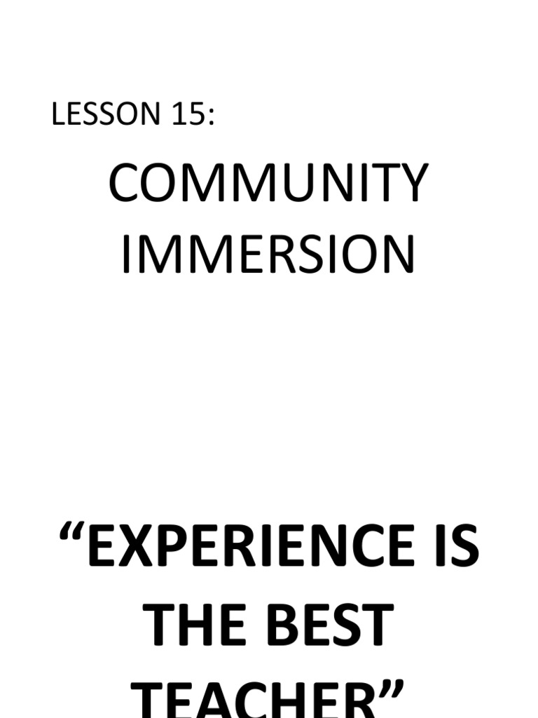 Community Immersion for Social Awareness | PDF | Community | Cognitive ...