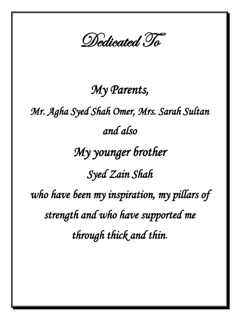 Dedication to Family Support | PDF