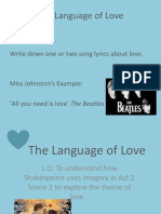 The Language of Love: Starter: Write Down One or Two Song Lyrics About Love
