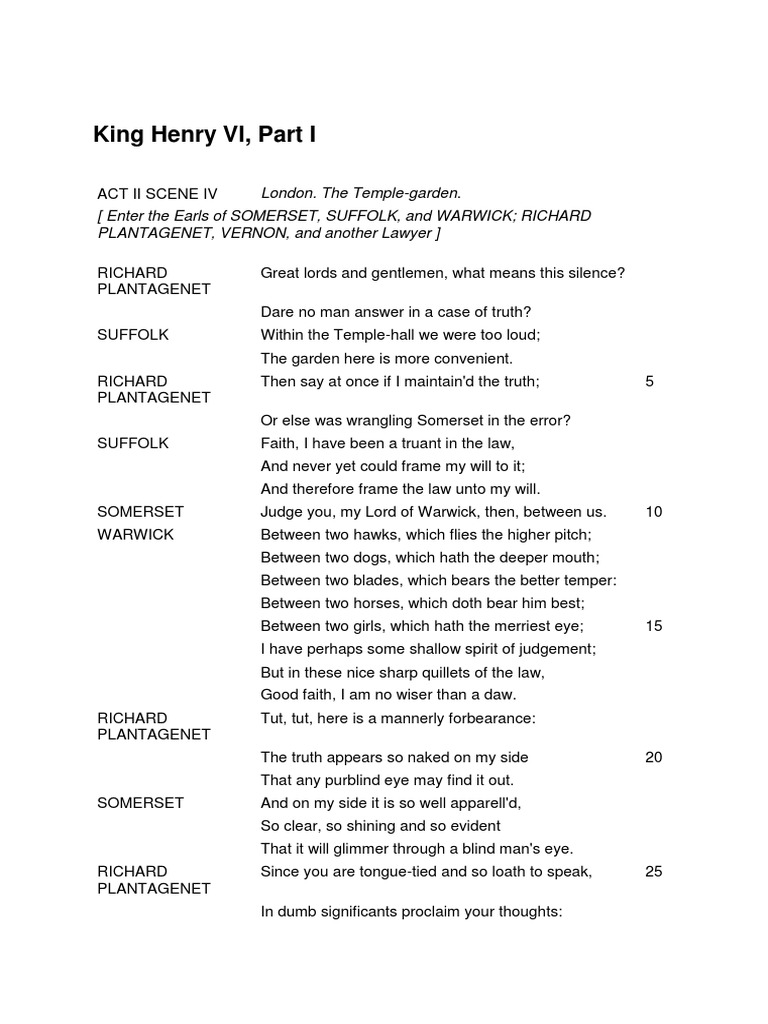 Henry VI Scene PDF House Of