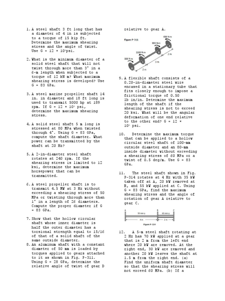Torsion Problems PDF Stress (Mechanics) Strength Of Materials