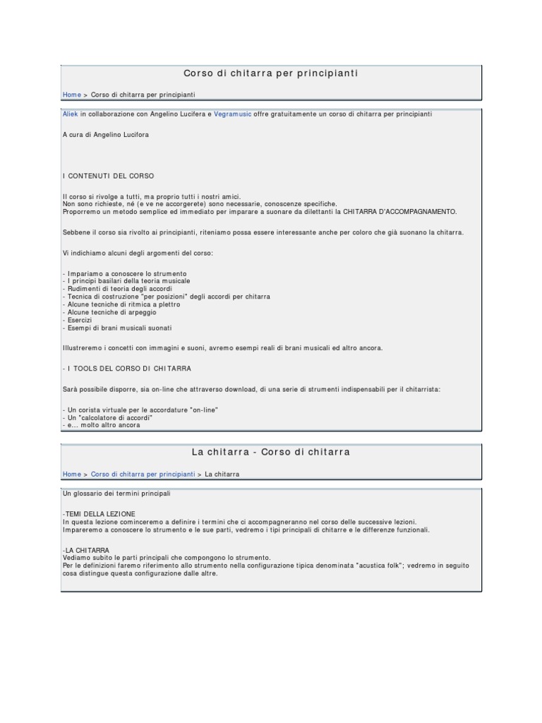Corso Di Chitarra Per Principianti Intro | PDF