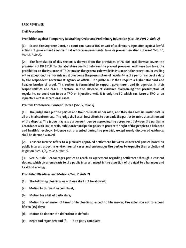 Civil Procedure Prohibition Against Temporary Restraining Order and