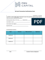 Credit Card Transaction Confirmation Form: Type Amount Date and Time Signature