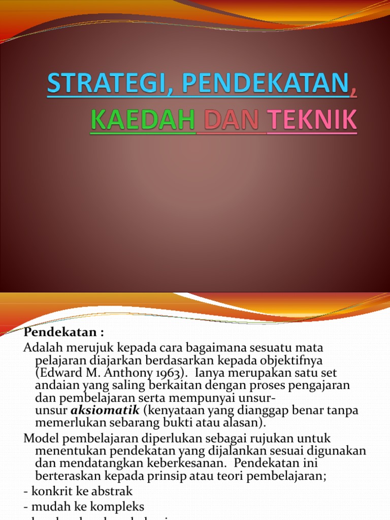 Strategi Pendekatan Kaedah Dan Teknik Pengajaran Pdf