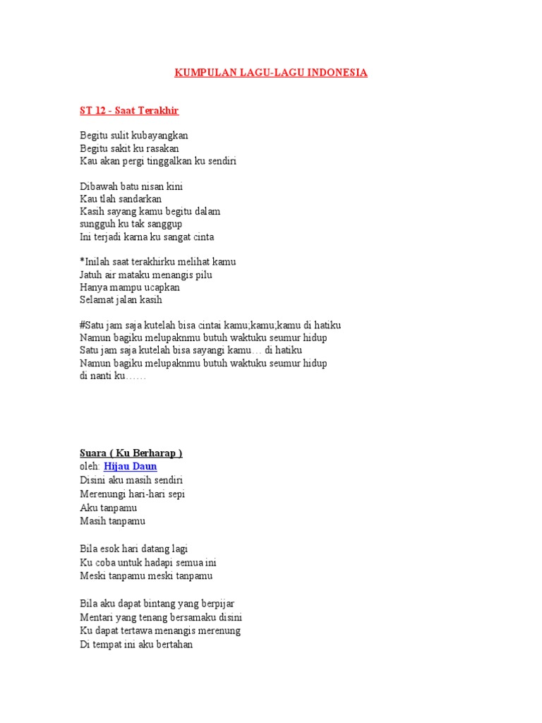 Lirik Lagu Indonesia
