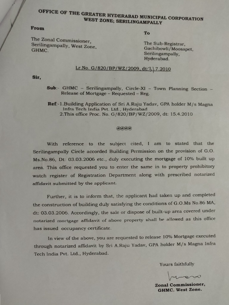 Occupancy Certificate Ghmc Rules