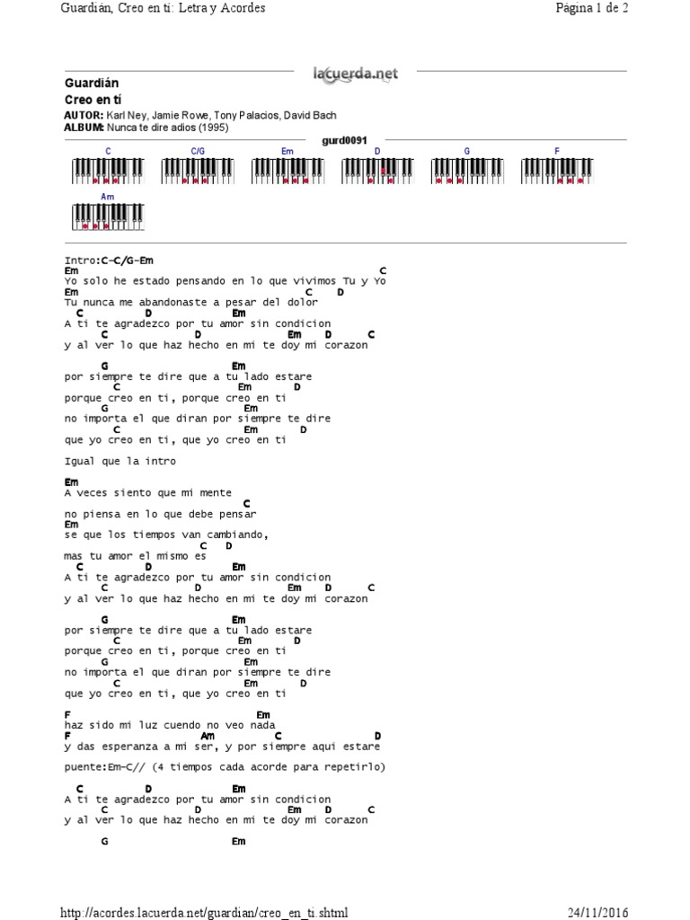 Guardian Creo En Ti Pdf Musica Grabada Albumes