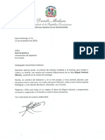 Carta de Condolencias Del Presidente Danilo Medina A Soterio Ramírez Por Fallecimiento de Su Hijo Miguel Antonio Minaya