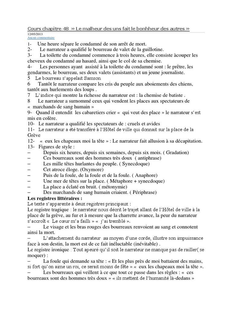 Le Dernier Jour D Un Condamné Résumé Chapitre Par Chapitre Cours Chapitre 48 Condamné | PDF | Victor Hugo | Prison