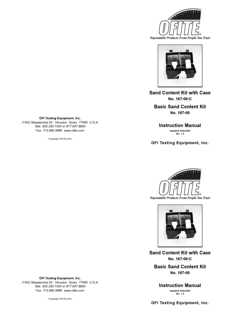 Sand Content Kit With Case: OFI Testing Equipment, Inc | PDF ...